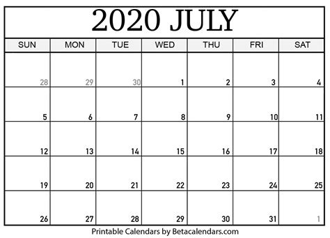 jili202|July 2020 Calendar.